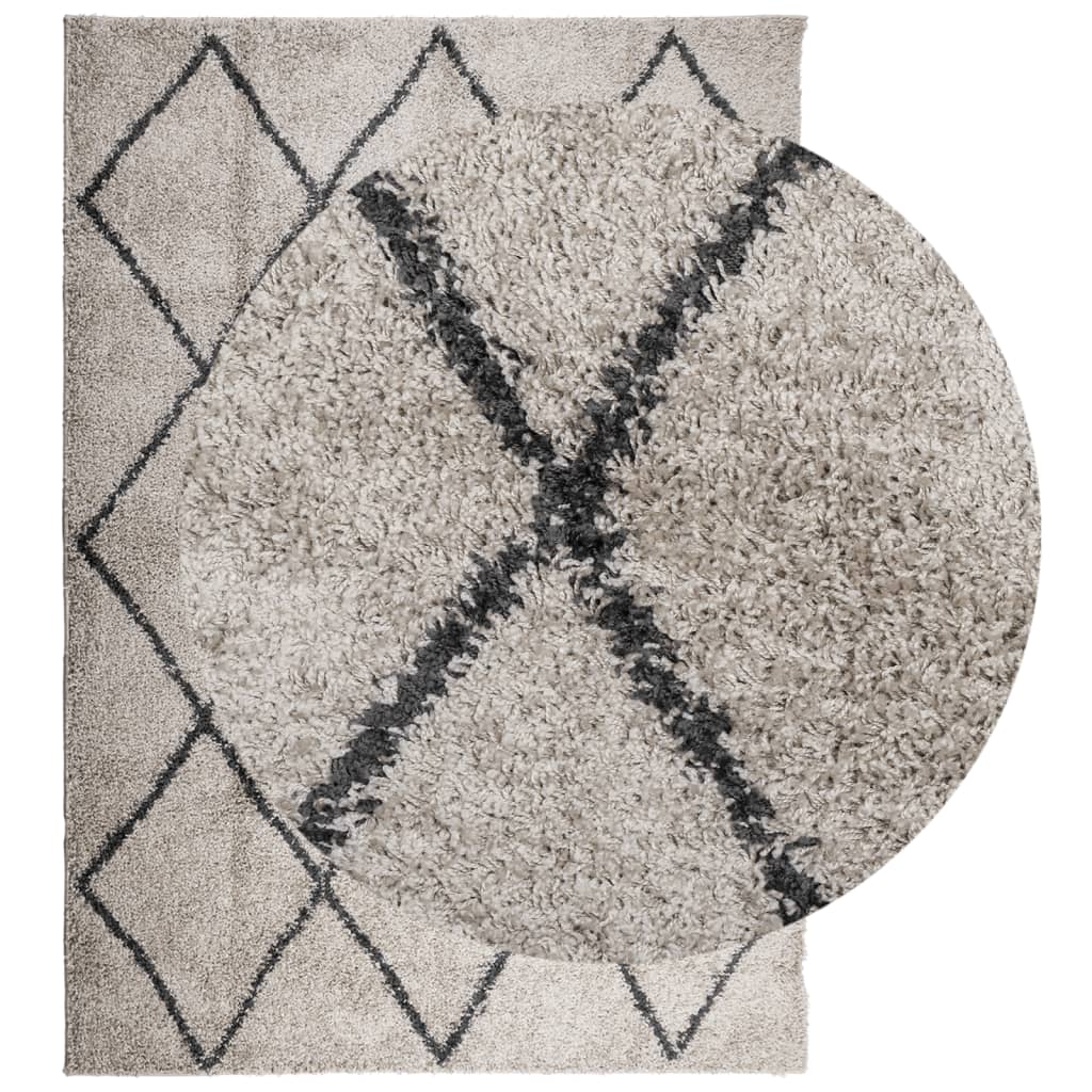 VidaXL Teppich Pamplona Shaggy Hochflor 140x200 cm Beige Anthrazit