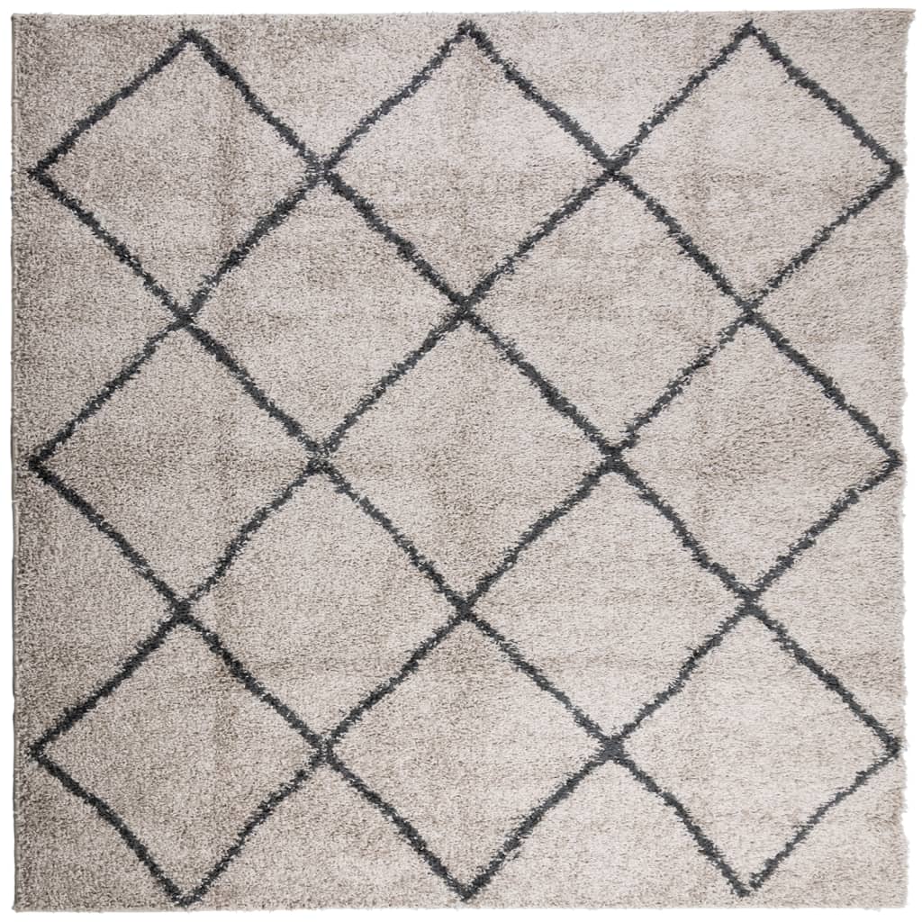 VidaXL Teppich Pamplona Shaggy Hochflor 240x240 cm Beige Anthrazit