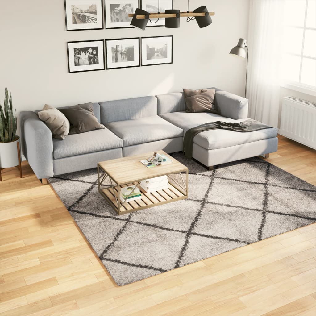 Vidaxl Rug Pamplona Shaggy Sterkt pol 240x240 cm Beige Anthracite