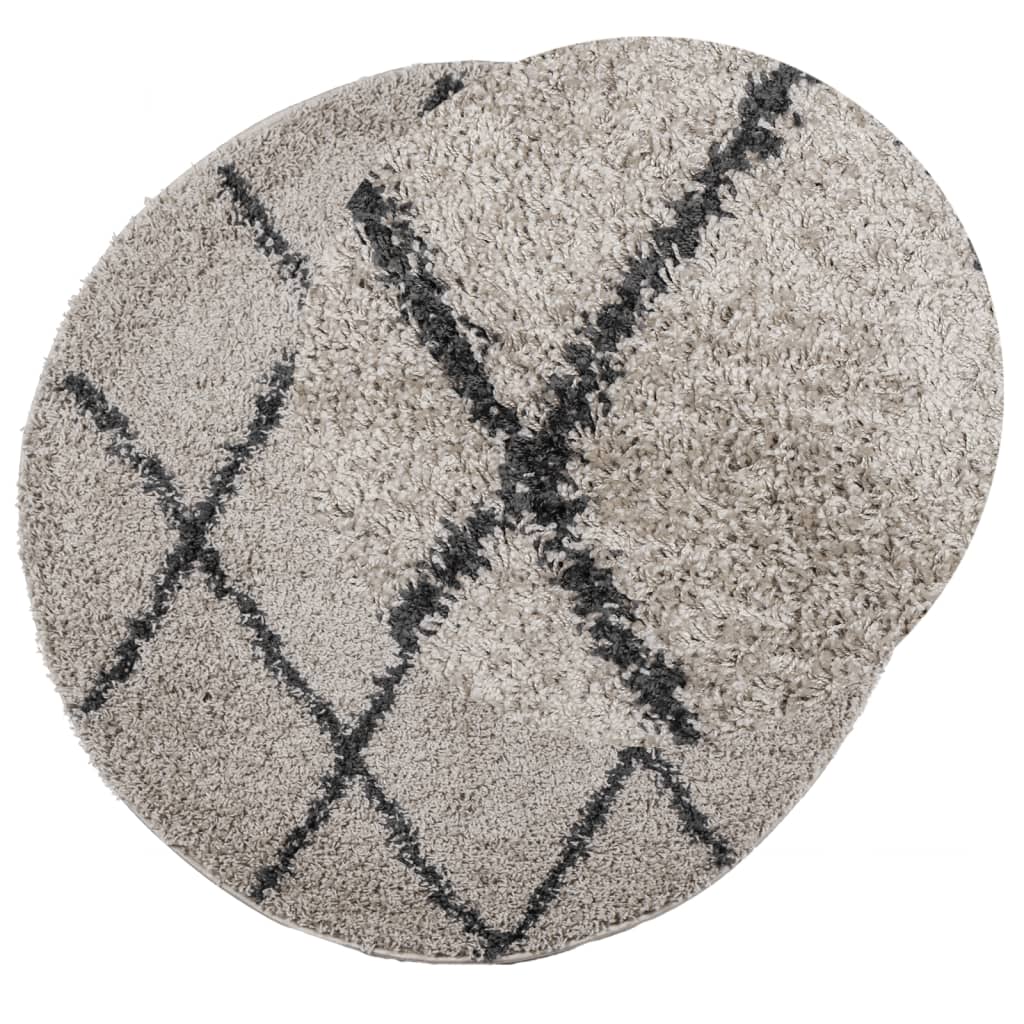 Vidaxl Rug Pamplona Shaggy Sterkt haug Ø 80 cm Beige Anthracite