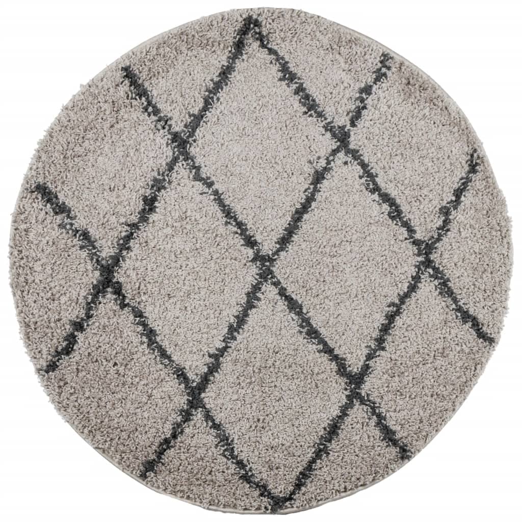 Vidaxl Rug Pamplona Shaggy meget bunke Ø 100 cm beige antracit