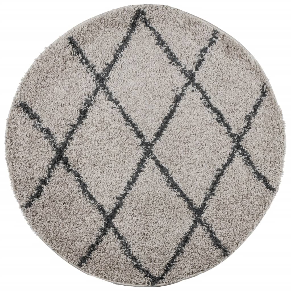 VidaXL Teppich Pamplona Shaggy Hochflor ø 240 cm Beige Anthrazit