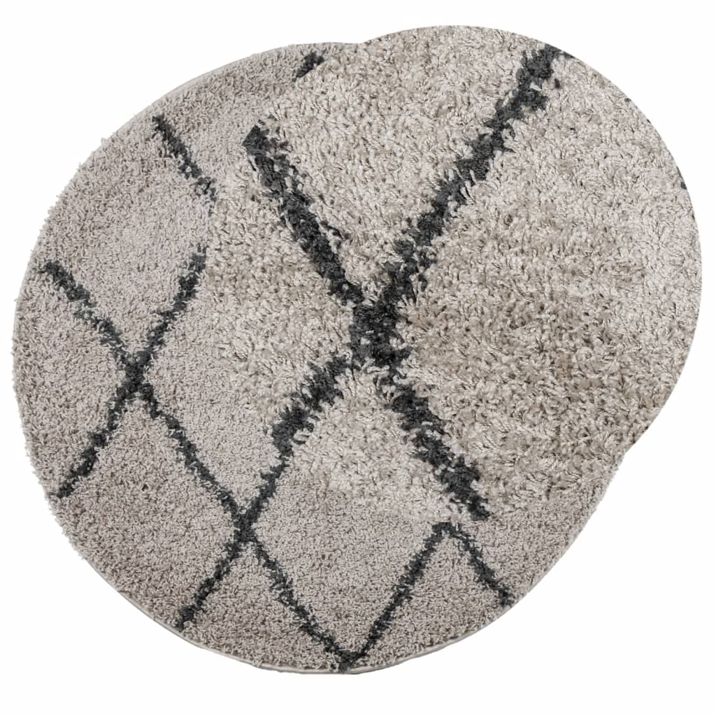 VidaXL Teppich Pamplona Shaggy Hochflor ø 240 cm Beige Anthrazit