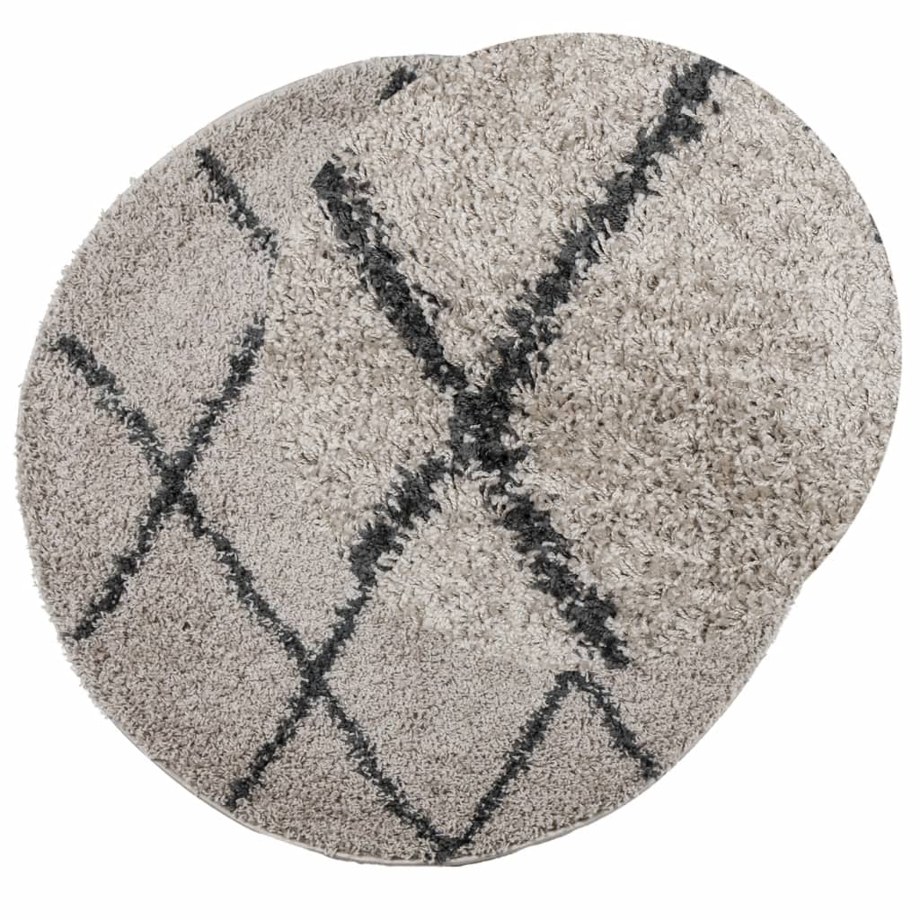 Vidaxl Rug Pamplona Shamgy héich Pile Ø 240 cm Anthacit