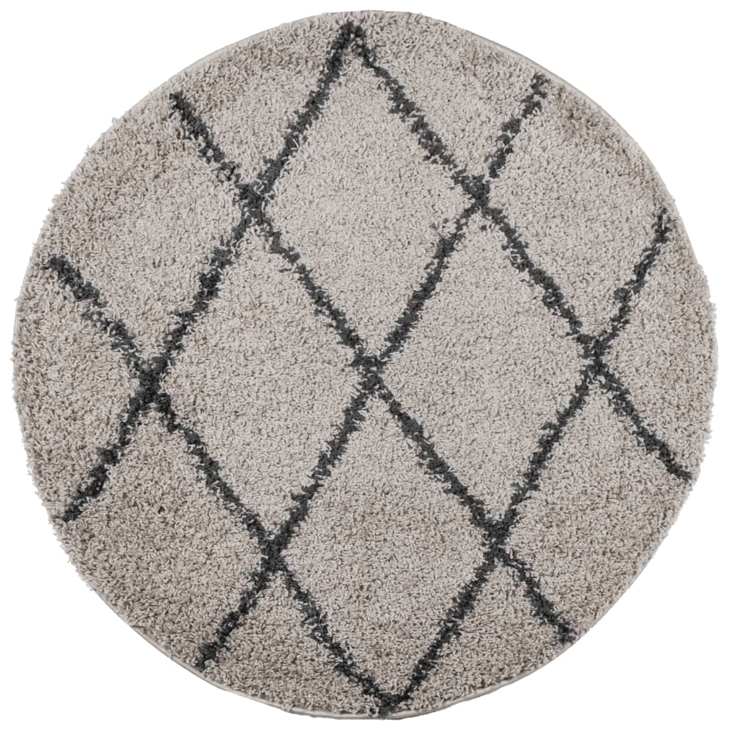 VidaXL Teppich Pamplona Shaggy Hochflor ø 280 cm Beige Anthrazit