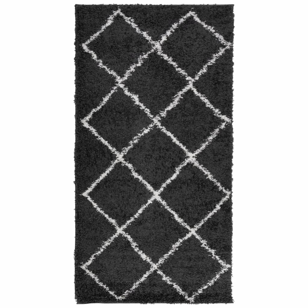 VidaXL Teppich Pamplona Shaggy Hochflor 80x150 cm Schwarz und Creme
