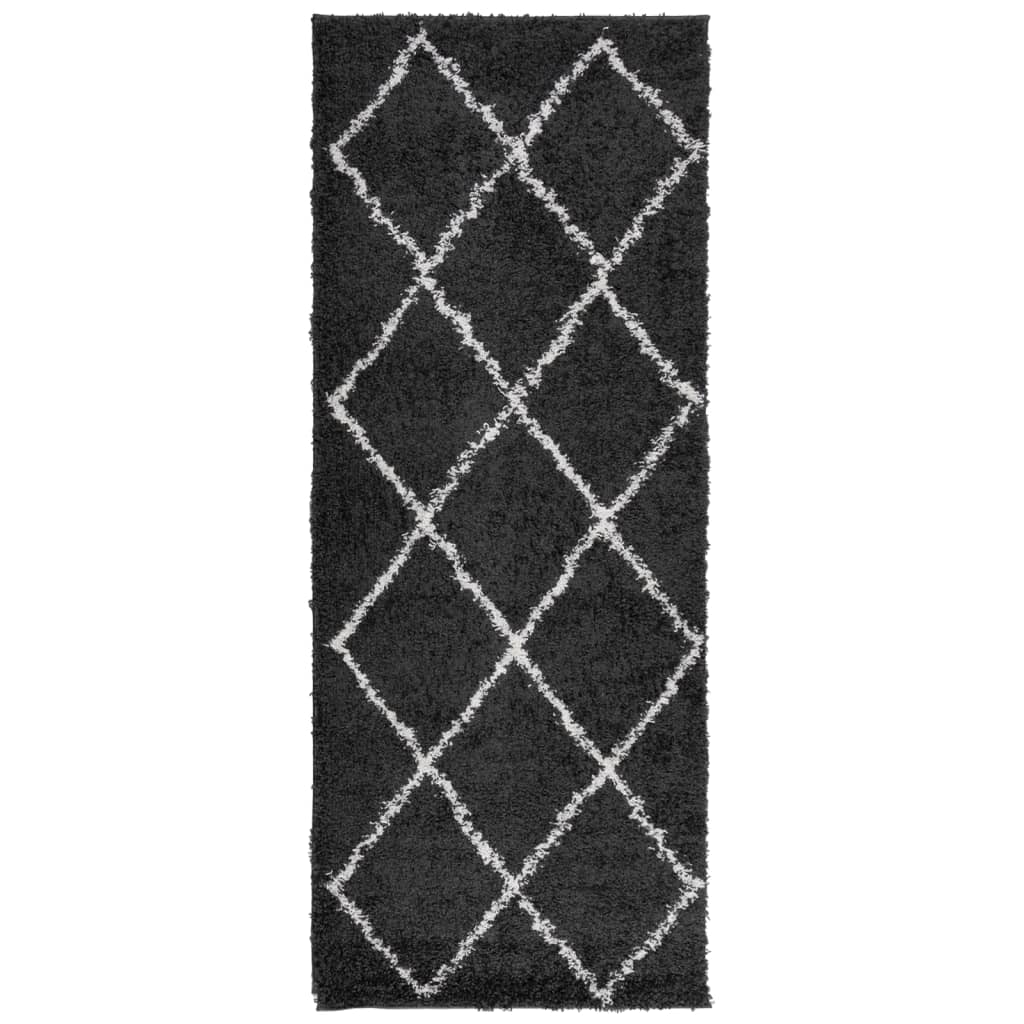 VidaXL Teppich Pamplona Shaggy Hochflor 80x200 cm Schwarz und Creme
