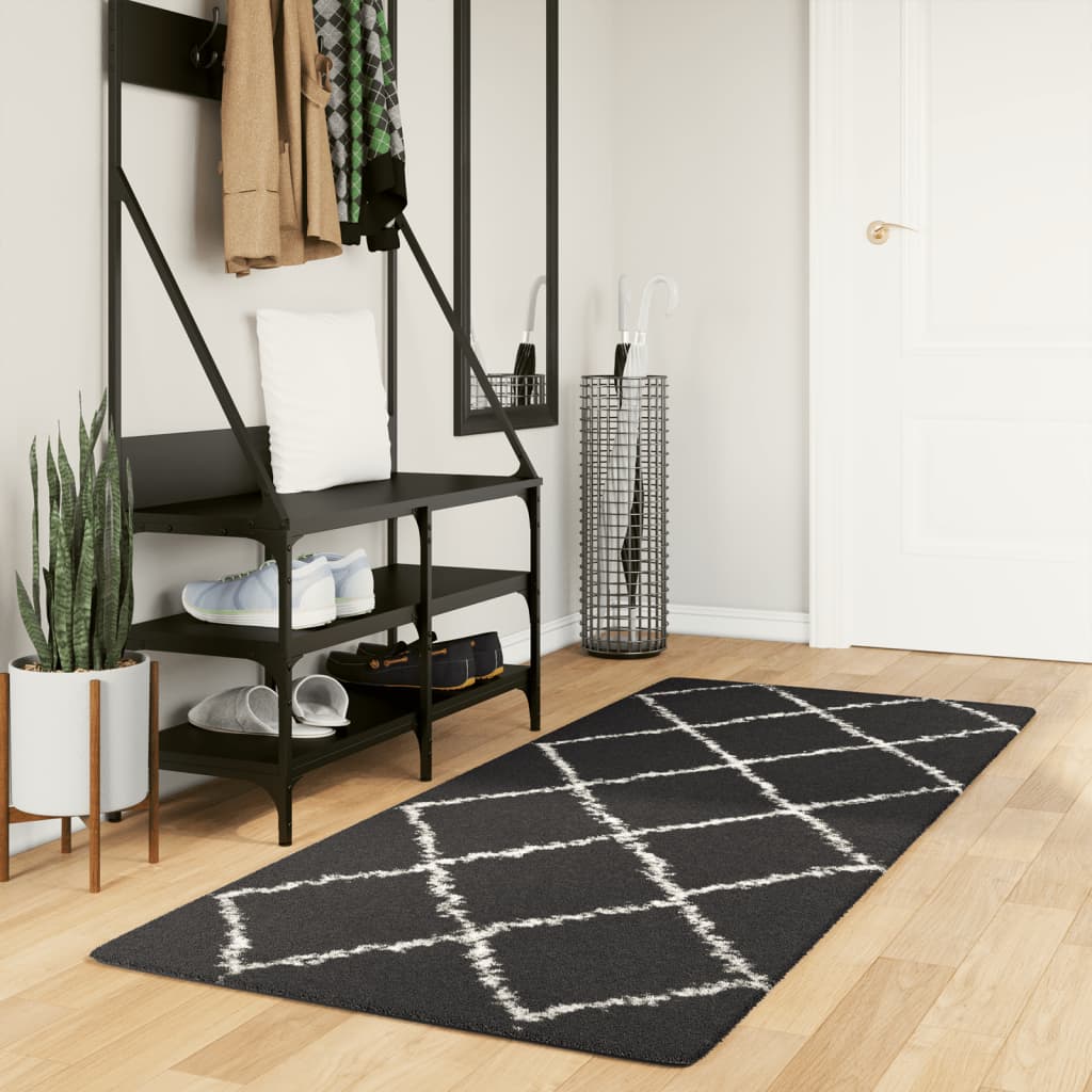 VidaXL Teppich Pamplona Shaggy Hochflor 80x200 cm Schwarz und Creme