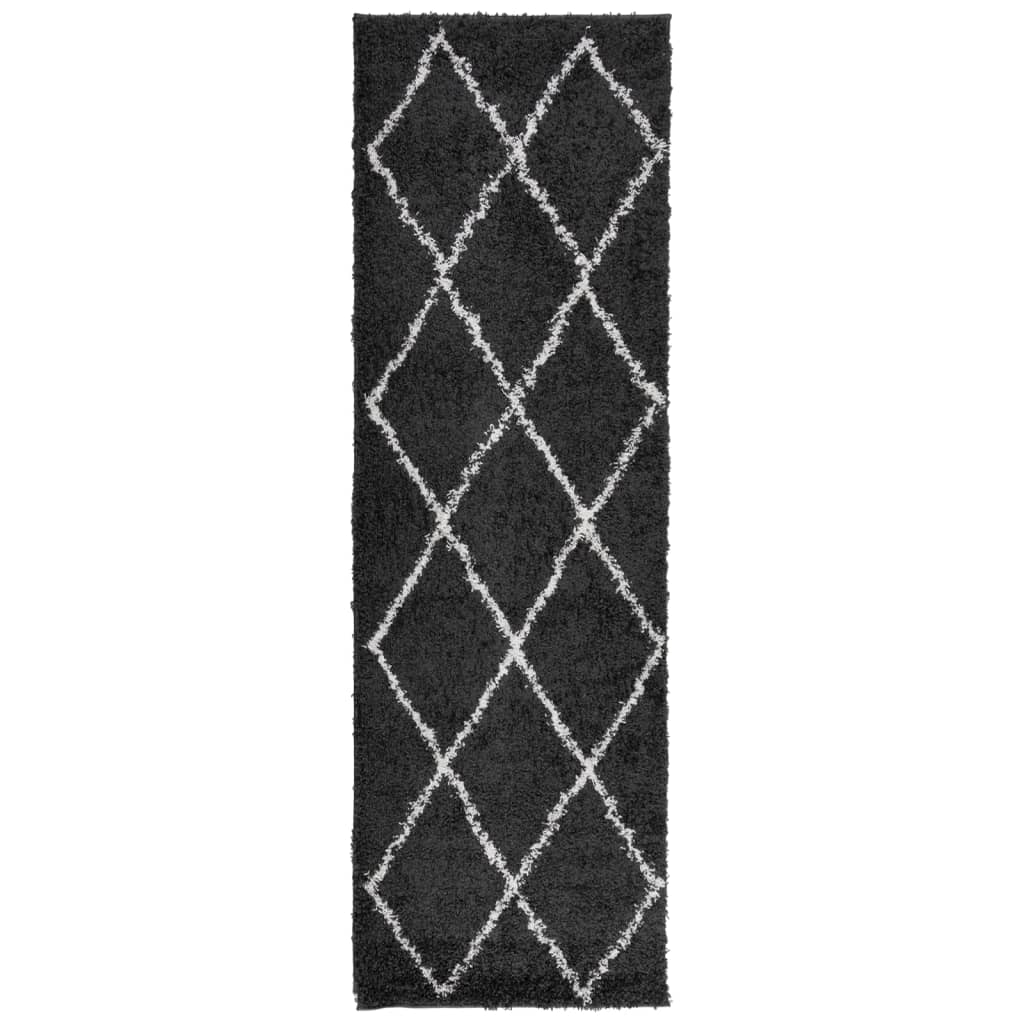 VidaXL Teppich Pamplona Shaggy Hochflor 80x250 cm Schwarz und Creme