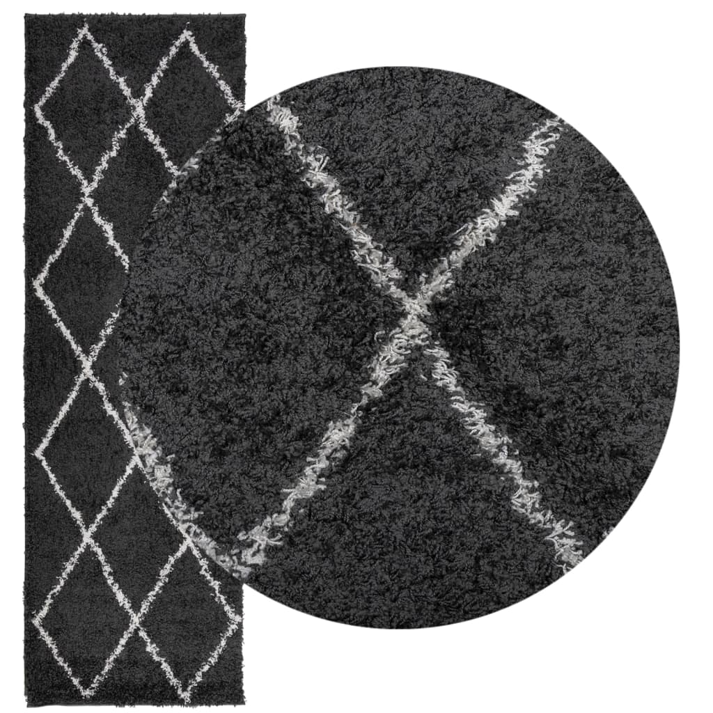 VidaXL Teppich Pamplona Shaggy Hochflor 80x250 cm Schwarz und Creme