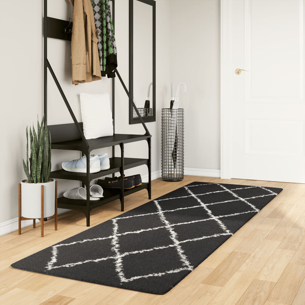 Vidaxl Rug Pamplona Shaggy Vysoce pól 80x250 cm černá a krémová