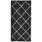 Tapis vidaxl shaggy high pile moderne 100x200 cm noir et crème