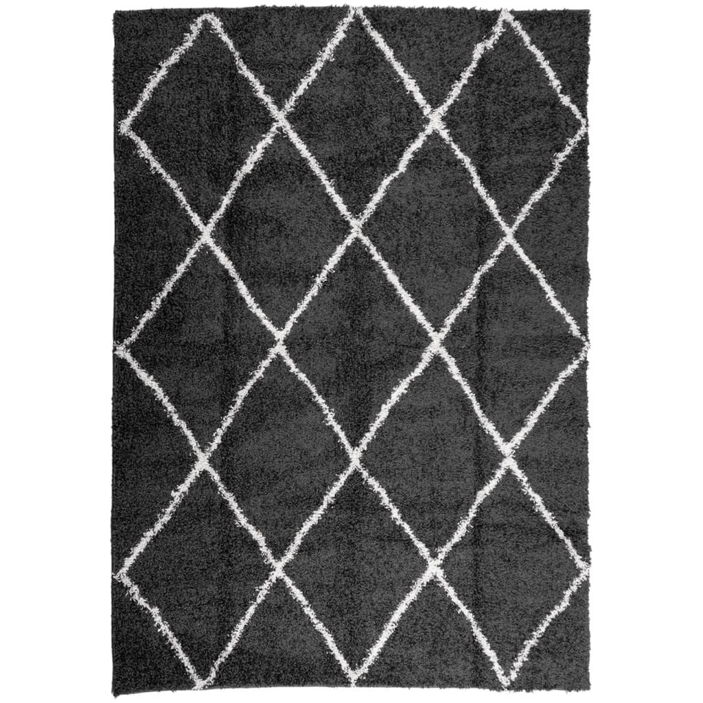 Vidaxl rug Shaggy high pile modern 120x170 cm black and cream