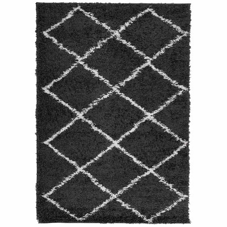 Vidaxx Teppich Shaggy Hochflor Modern 140x200 cm Schwarz und Creme