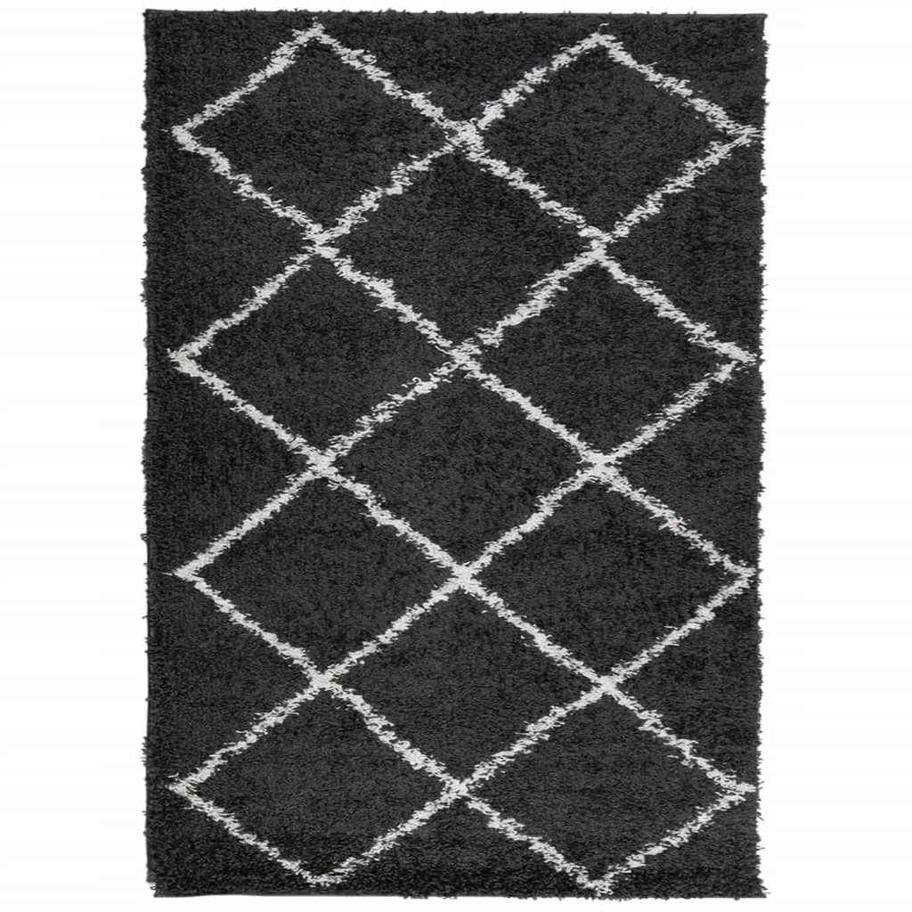 Vidaxl Rug Shaggy High Pile Modern 140x200 cm sort og fløde