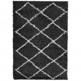 Vidaxl rug Shaggy high pile modern 140x200 cm black and cream