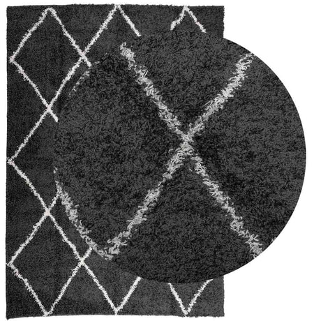 Vidaxx Teppich Shaggy Hochflor Modern 140x200 cm Schwarz und Creme