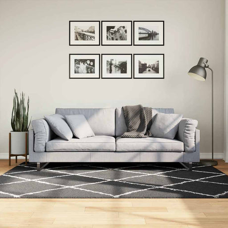 Vidaxx Teppich Shaggy Hochflor Modern 140x200 cm Schwarz und Creme