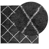 Vidaxl Rug Shaggy High Pila moderno 160x160 cm Negro y crema