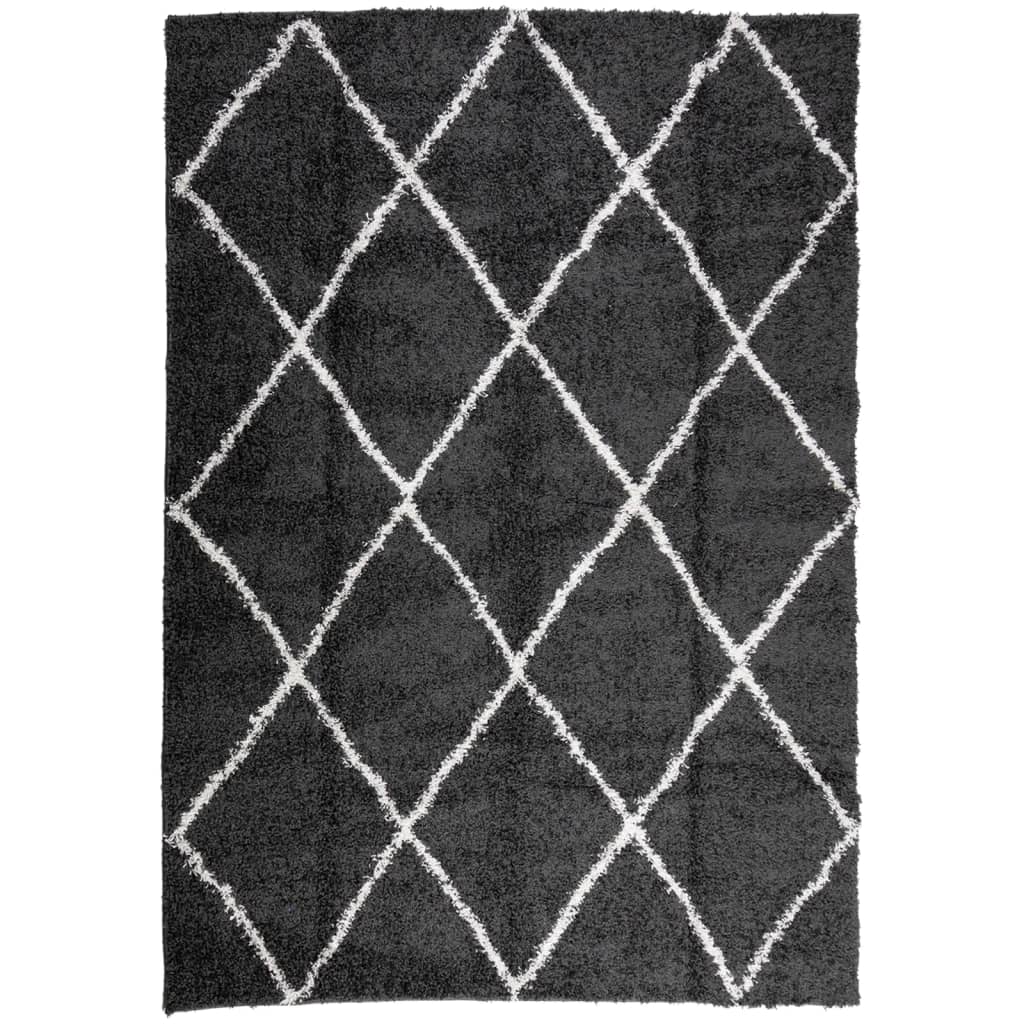 Tapis vidaxl Haut High Pile moderne 160x230 cm noir et crème