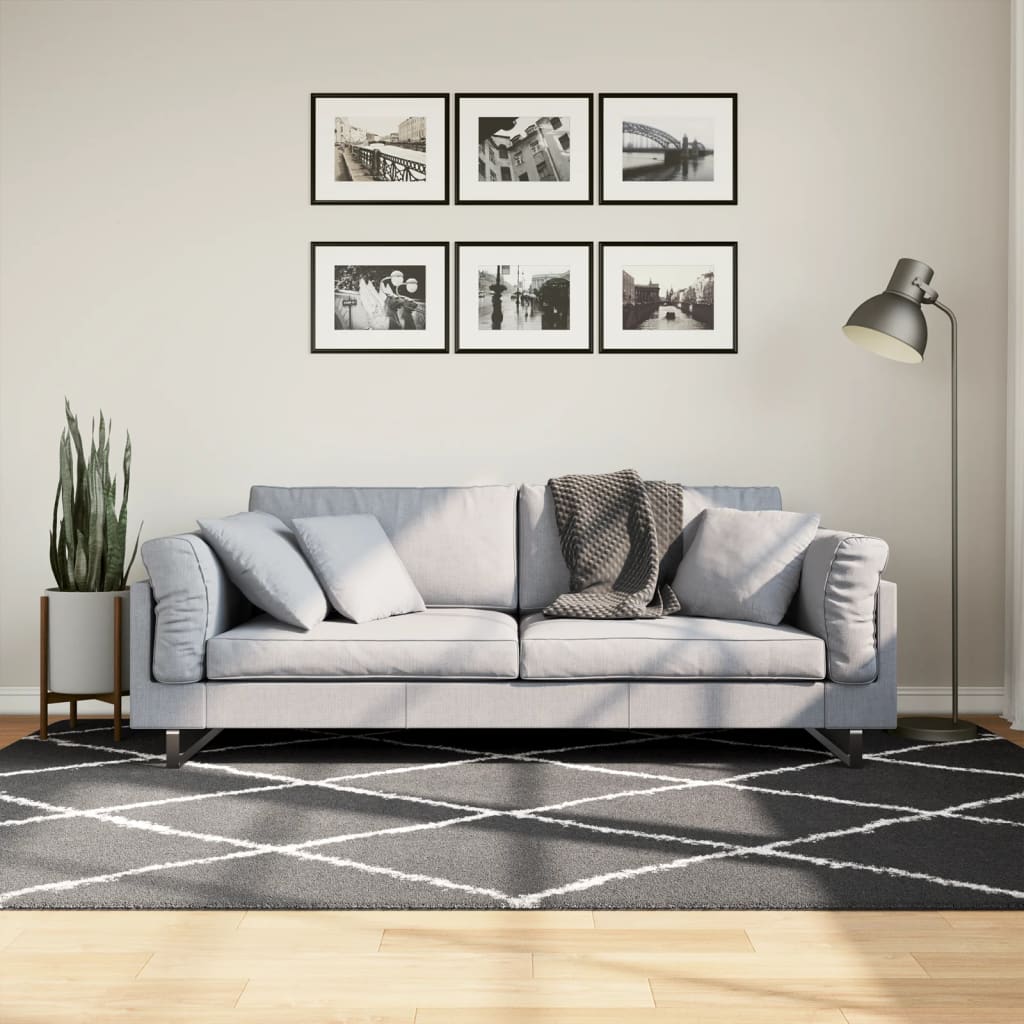 Vidaxx Teppich Shaggy Hochflor modern 160x230 cm Schwarz und Creme