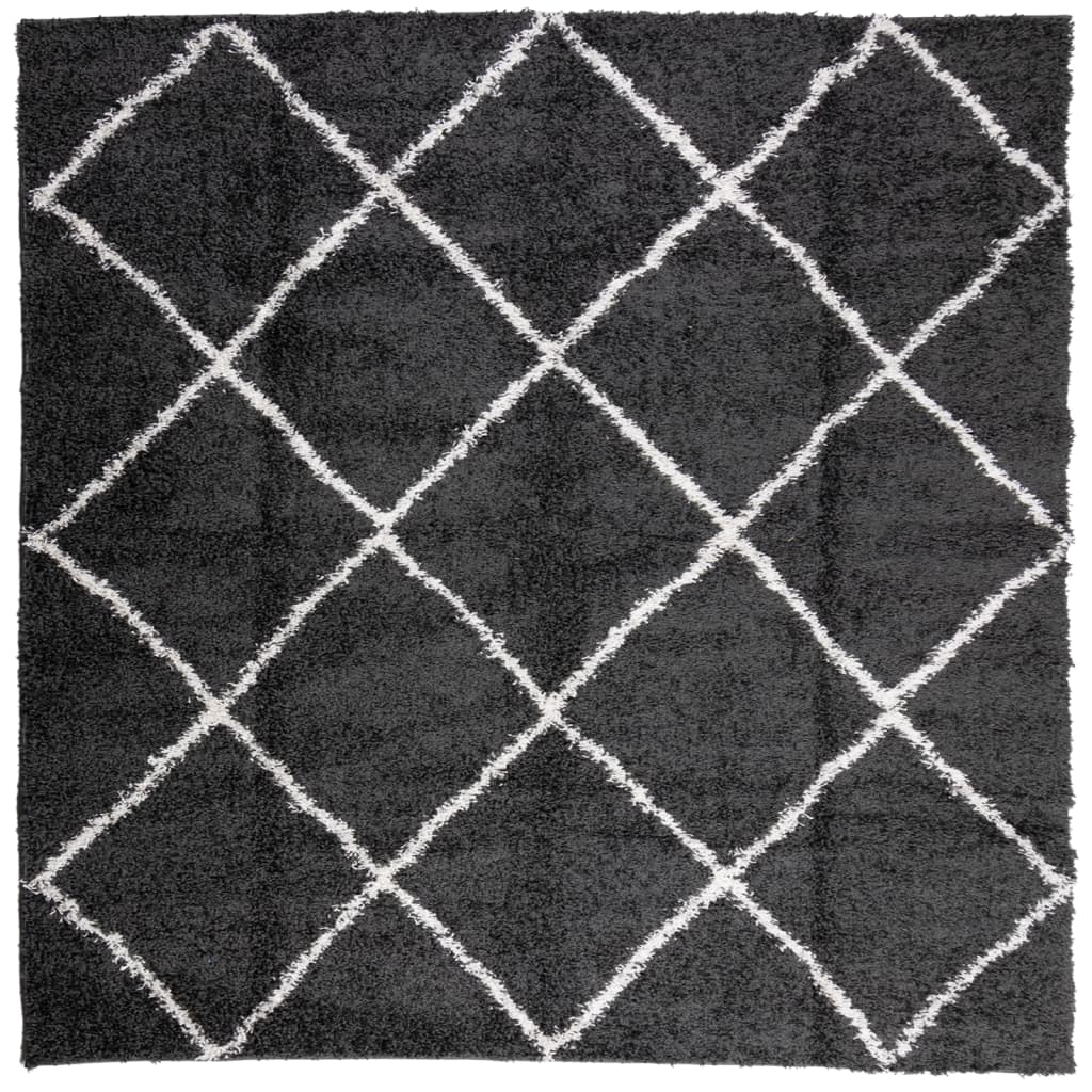 Vidaxl rug Shuggy héije Staang modern 240x240 cm schwaarz a Crème