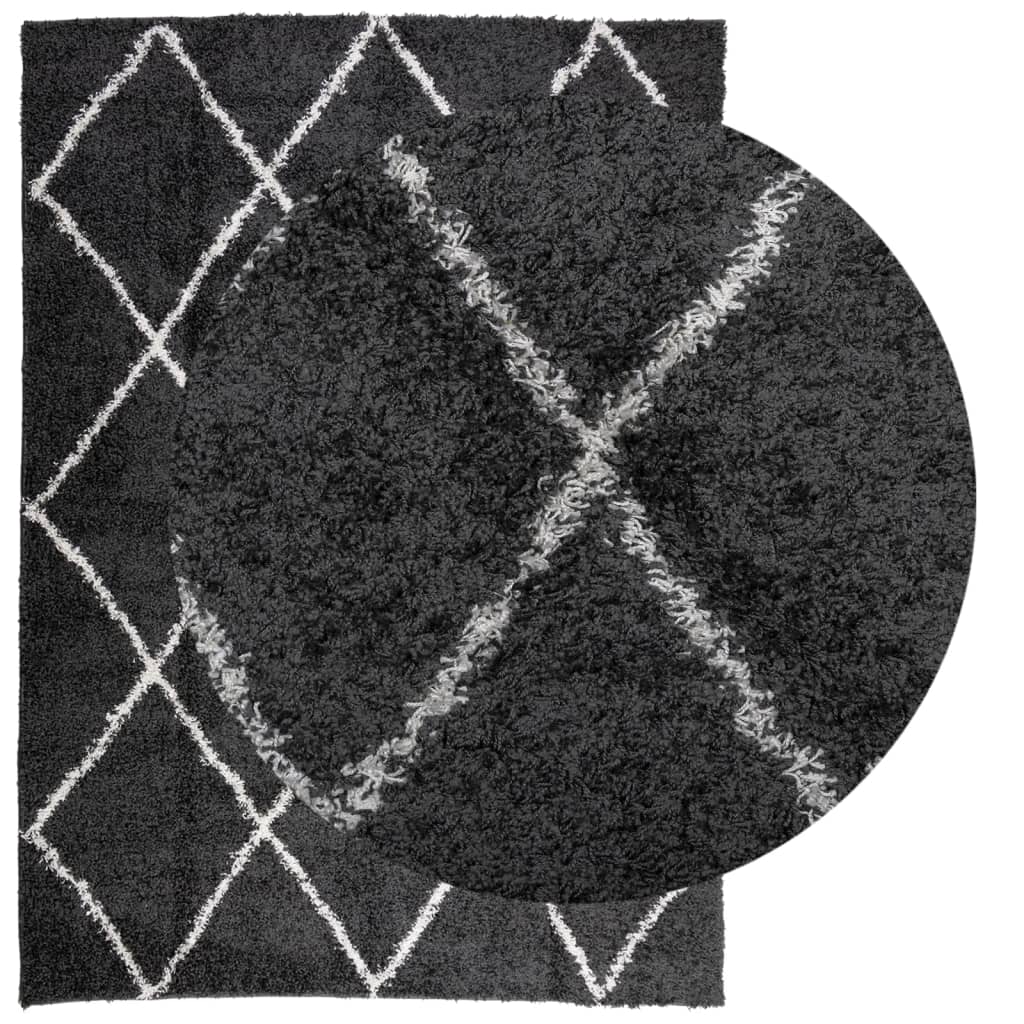 Vidaxl rug Shaggy high pile modern 240x340 cm black and cream