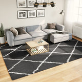 Vidaxx Teppich Shaggy Hochflor Modern 240x340 cm Schwarz und Creme