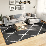 Vidaxl Rug Shaggy High Pila moderno 240x340 cm Negro y crema