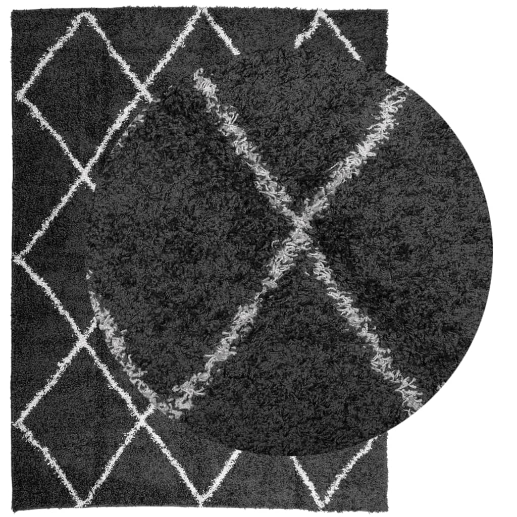 Vidaxl Rug Shaggy High Pila moderno de 300x400 cm Negro y crema