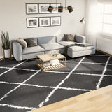 Vidaxl Rug Shaggy High Pile Moderne 300x400 cm sort og fløde