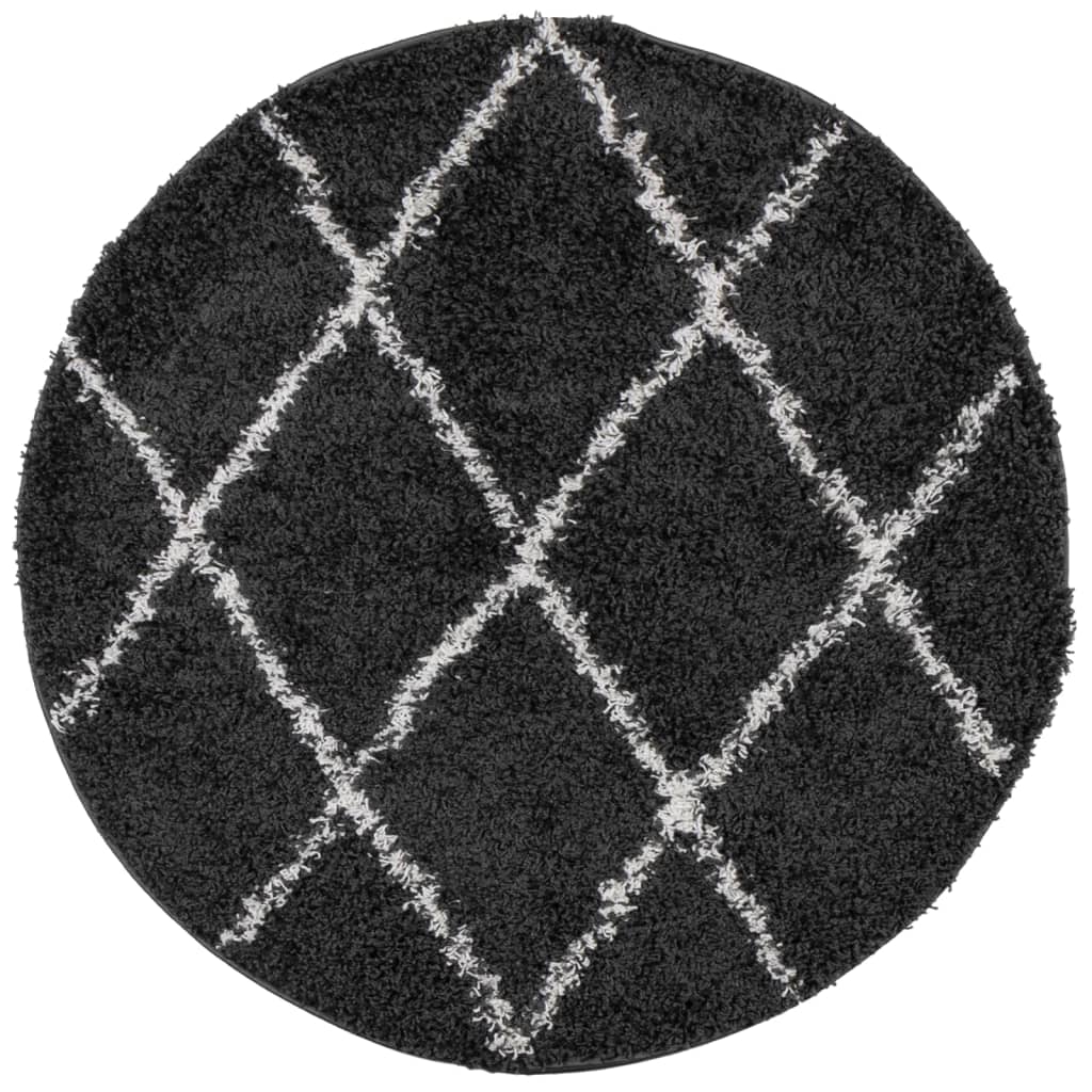 Vidaxl rug Shaggy high pile modern Ø 80 cm black and cream