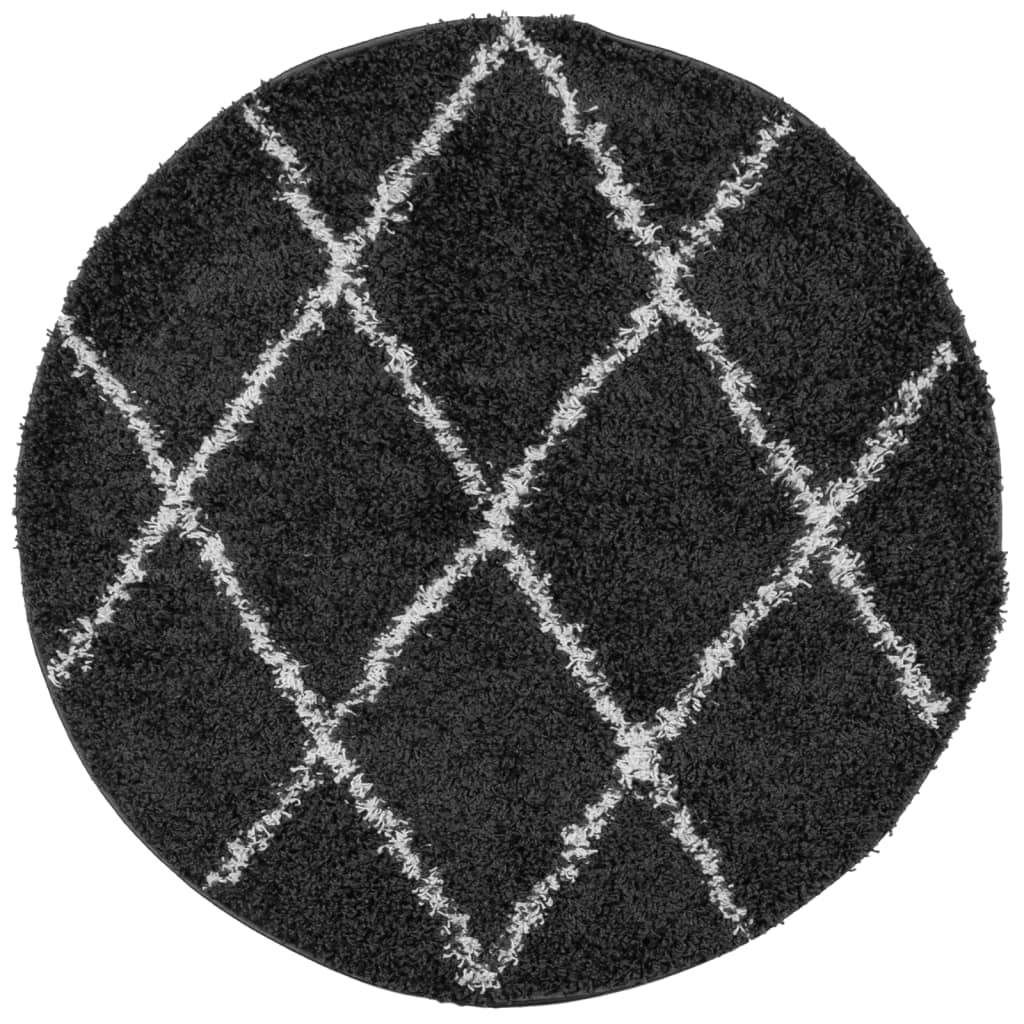 VidaXL Teppich Pamplona Shaggy Hochflor ø 120 cm Schwarz und Creme