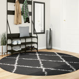 Alfombra Vidaxl Pamplona Shaggy altamente pole Ø 200 cm Negro y crema