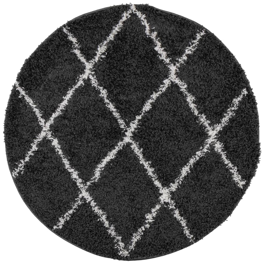 Vidaxx Teppich Pamplona Shaggy Hochflor ø 280 cm Schwarz und Creme