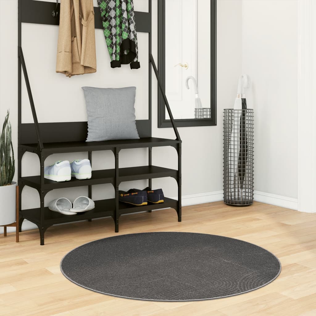 Vidaxl Rug Iza Low -Pile Scandinavian Ø 100 cm Anthracite