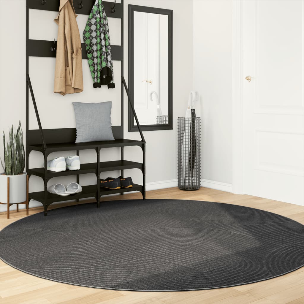 Vidaxl Rug Iza Low -pile Scandinavo Ø 200 cm Antracite