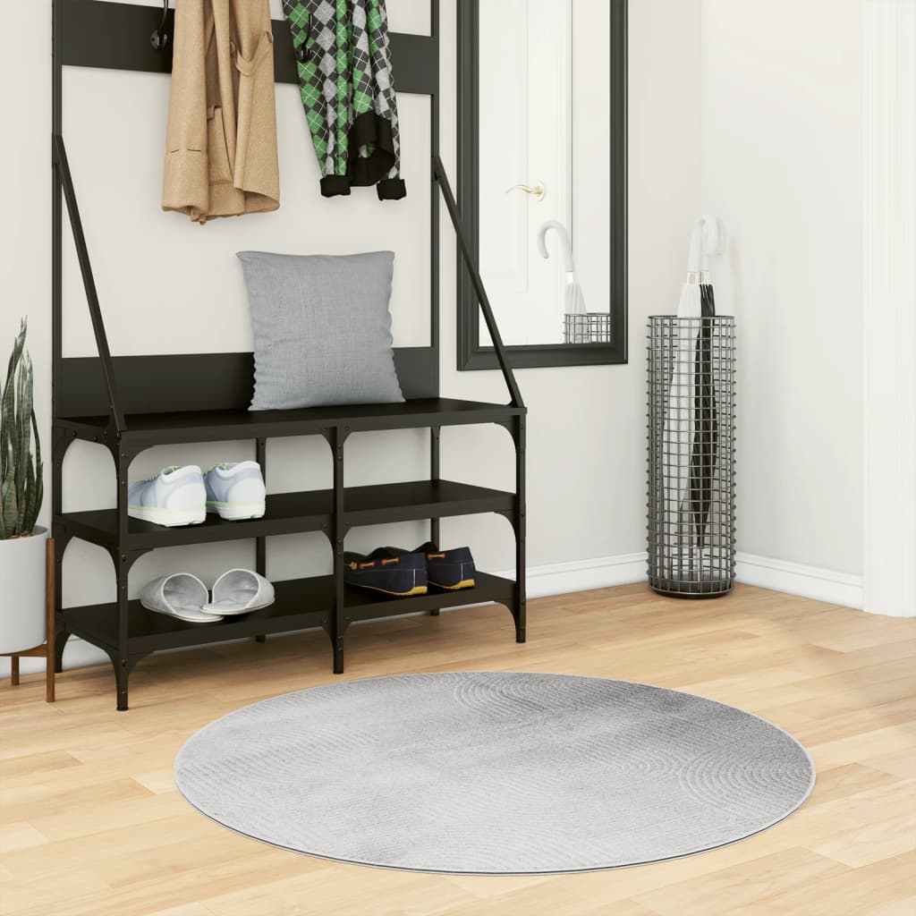 Vidaxl rug IZA Low -pile Scandinavian Ø 100 cm Gray