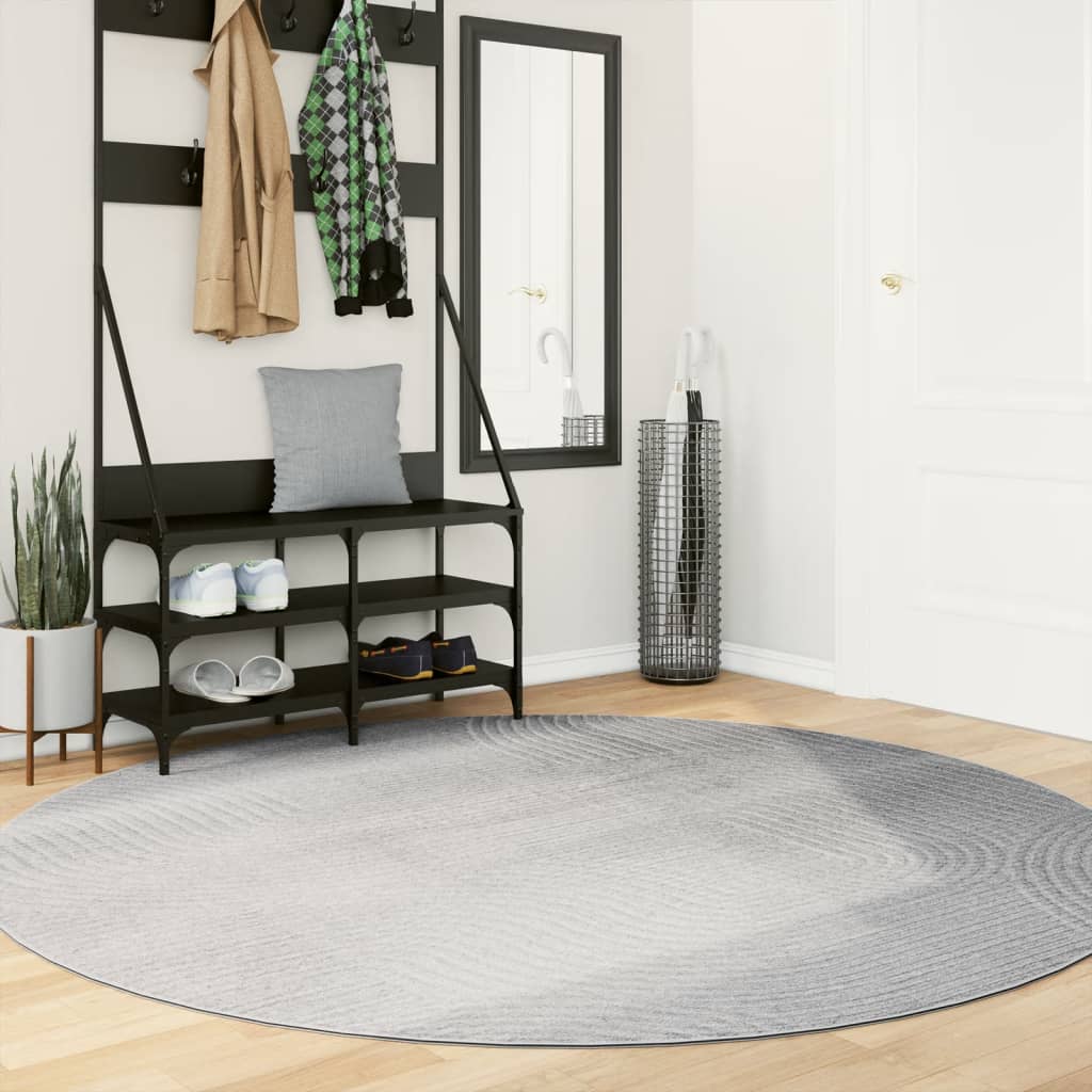 Vidaxl Rug Iza Low -pole Scandinavian Ø 200 cm Gray