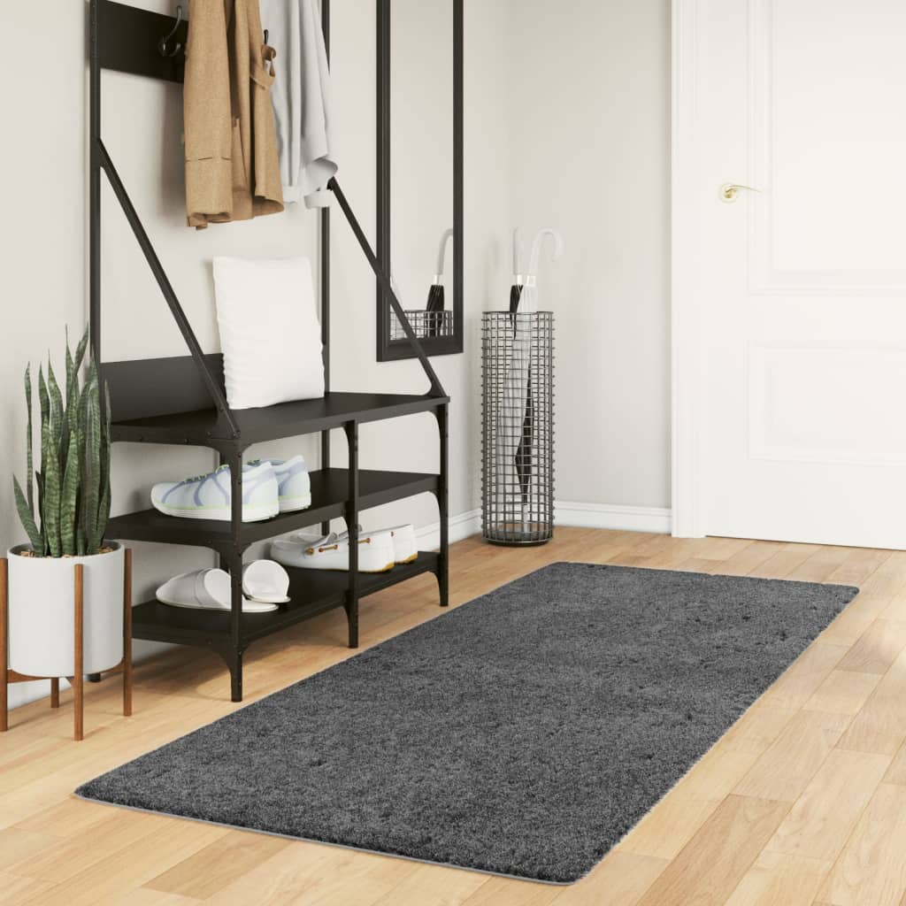 Vidaxl Rug Oviedo Low -Boile 80x200 cm Anthracite -farget