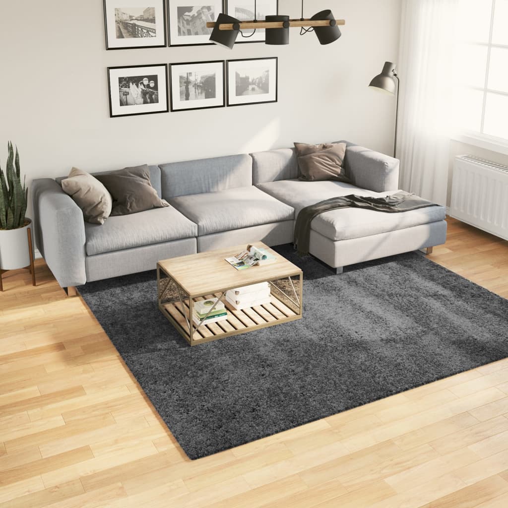 Vidaxl rug oviedo niddereg -pile 240x240 cm Anthhracite -Colored