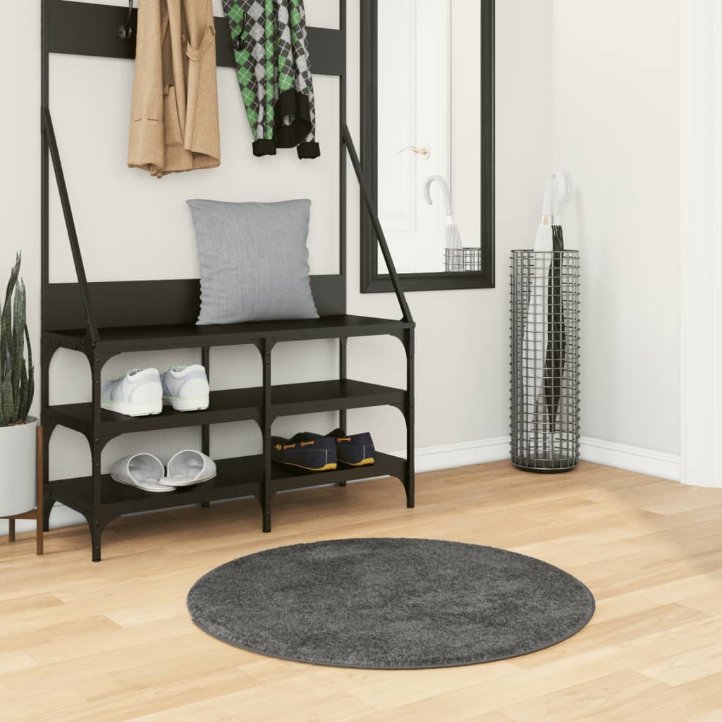 Vidaxl Teppich Oviedo Kurzflor ø 80 cm Anthrazit