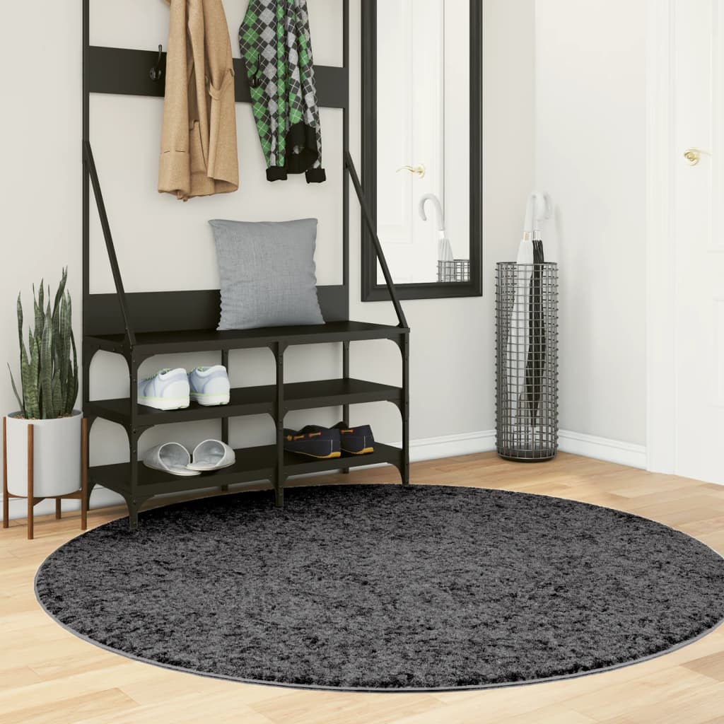 Vidaxl Teppich Oviedo Niederflor ø 160 cm Anthrazit