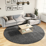 Vidaxl Rug Oviedo Low -Pile Ø 240 cm Anthracite -farget