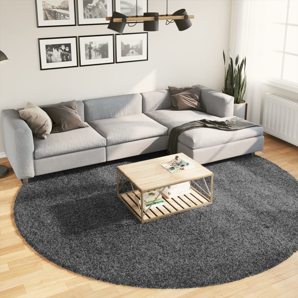 Vidaxl Rug Oviedo Low -Bile Ø 280 cm Antracitt -farget