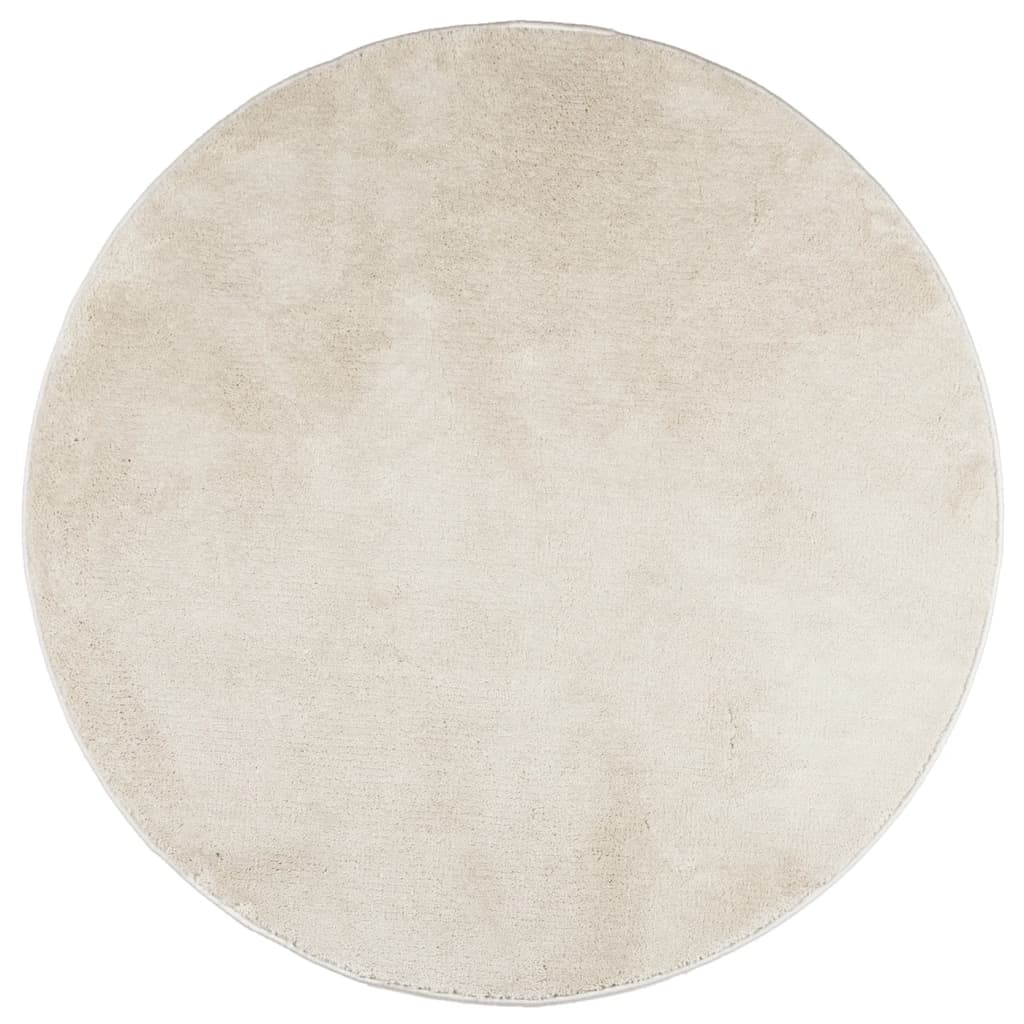 VidaXL Teppich OVIEDO niedriger Flor Ø 160 cm beige