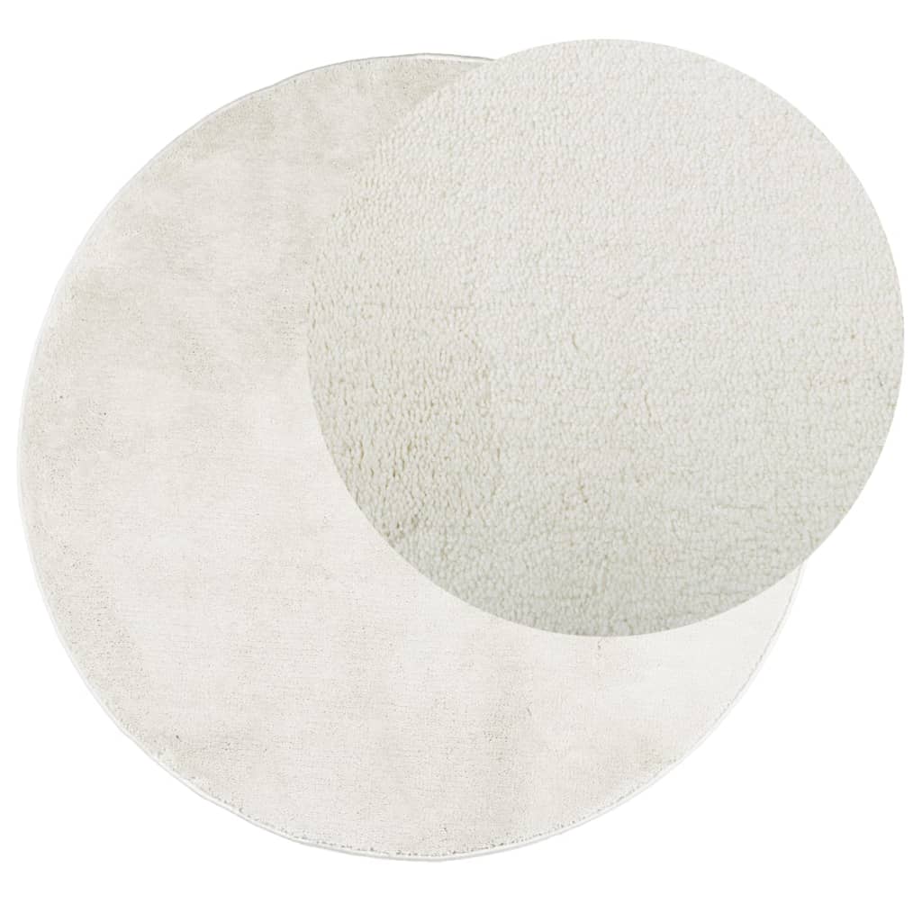 VidaXL Teppich OVIEDO niedriger Flor Ø 160 cm Creme