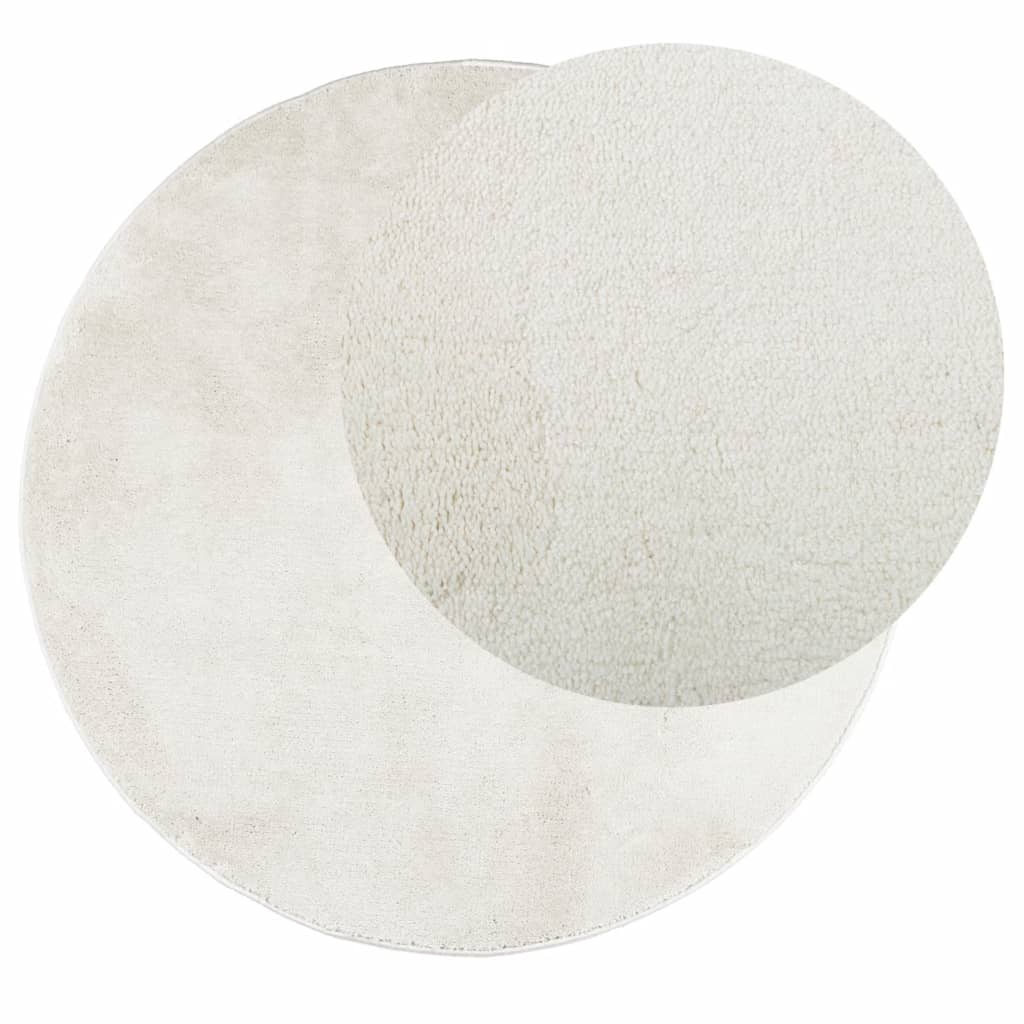 Vidaxl Rug Oviedo Low -Pile Ø 200 cm creme -farvet