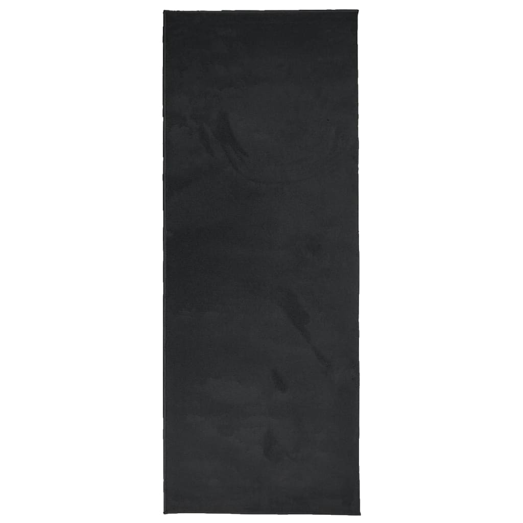 Vidaxl alfombra oviedo bajo -pile 80x200 cm negro