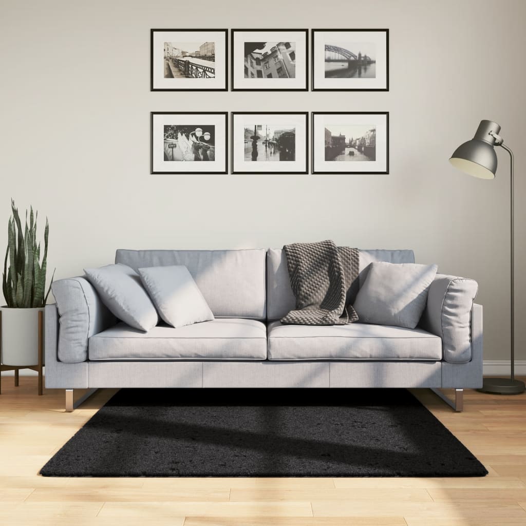 Vidaxl Rug Oviedo Low -Bile 120x120 cm Black